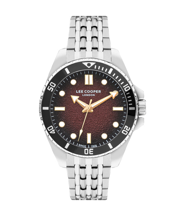 Lee Cooper Men’s 43 MM Silver Analog Red Dial Watch – LC07954.380 - Watch
