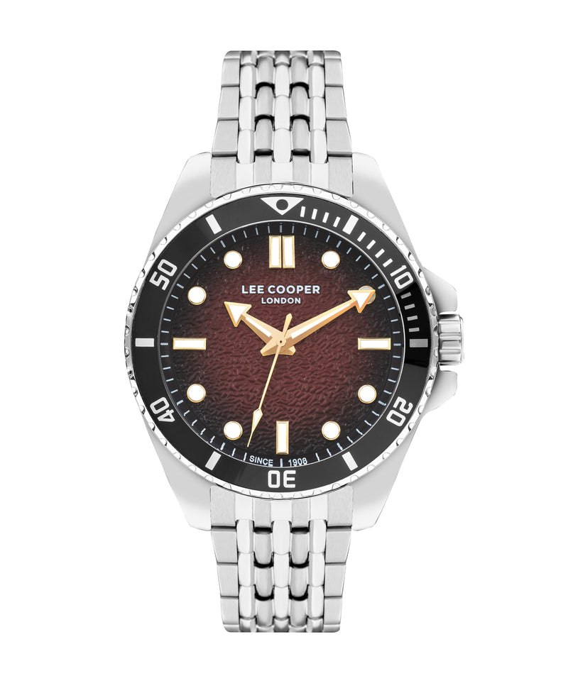 Lee Cooper Men’s 43 MM Silver Analog Red Dial Watch – LC07954.380 - Watch