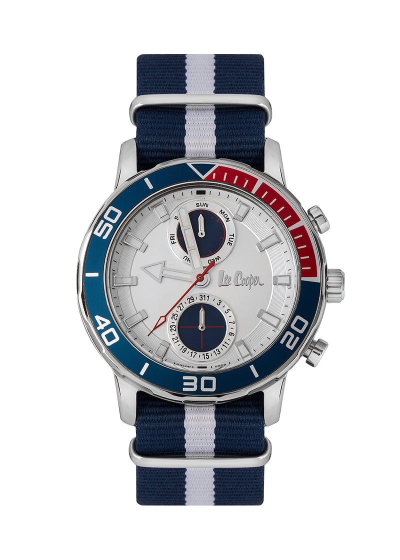 Lee Cooper Men’s Multi-Function White Dial Two Tone Nylon Watch – LC06926.339 - Watch