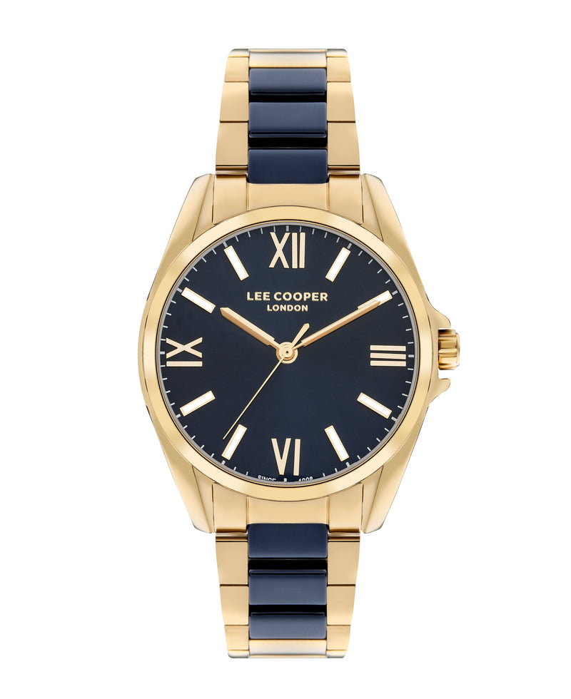 Lee Cooper Women’s 34 MM Gold Analog Navy Blue Dial Watch – LC07873.270 - Watch