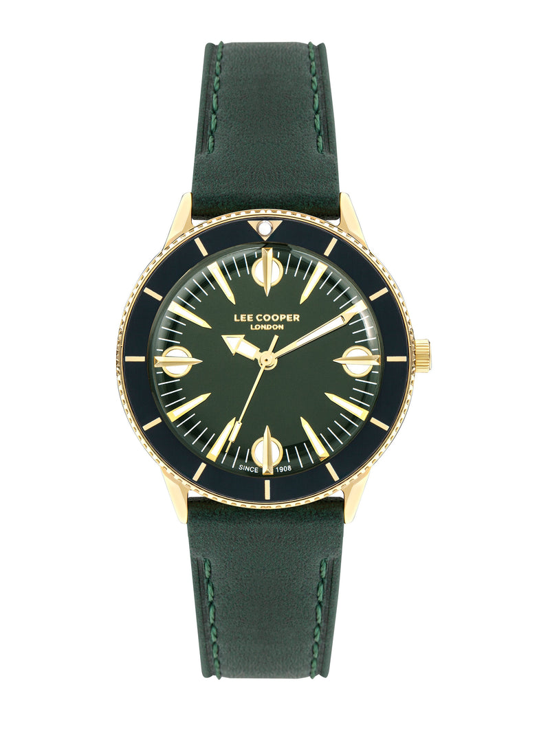 Lee Cooper Women’s 36 MM Green Analog Leather Strap Watch – LC07932.177 - Watch