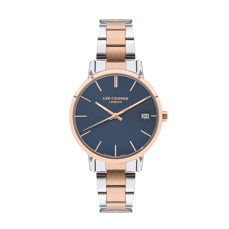 Lee Cooper Women’s Blue Dial Two Toned Metal Strap Watch – LC07447.590 - Watch