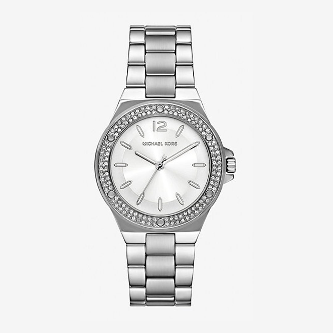 Lennox Pavé silver-tone watch with crystal bezel and silver dial