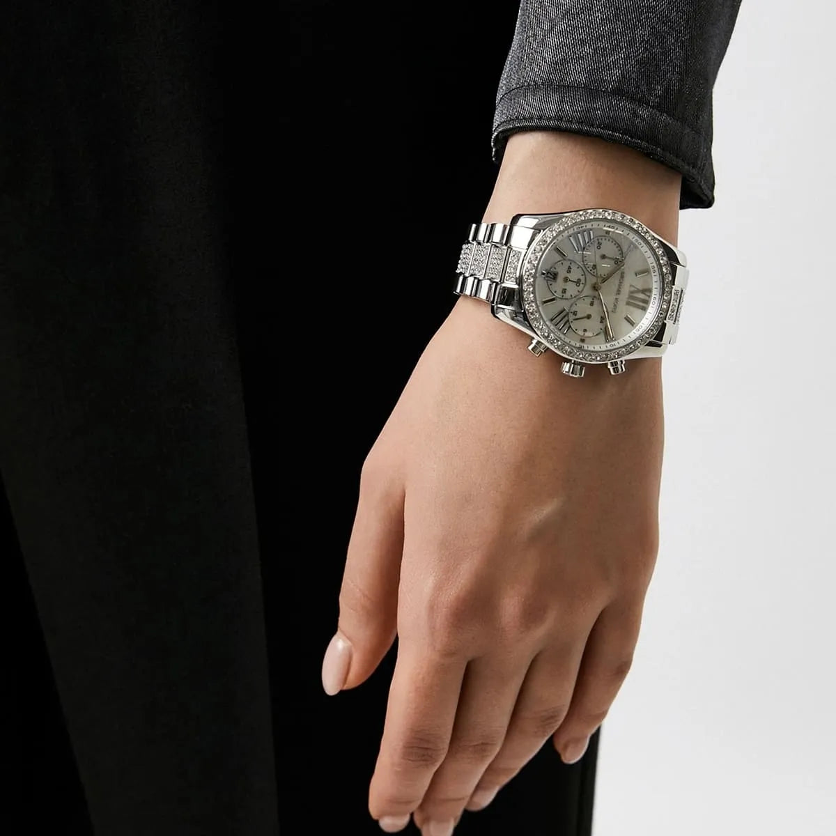 Lexington Pavé watch worn on wrist featuring crystal-set bezel and dial