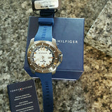 Tommy Hilfiger White and Blue Dial Rubber Strap Men's Watch 1791113