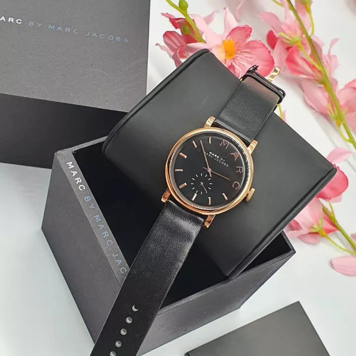 Marc by Marc Jacobs Baker MBM8633 watch with packaging and black leather strap