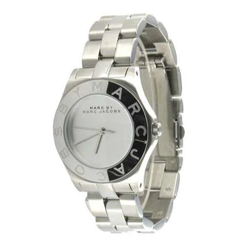 Marc by Marc Jacobs Blade watch with silver stainless steel case and rotating bezel detail
