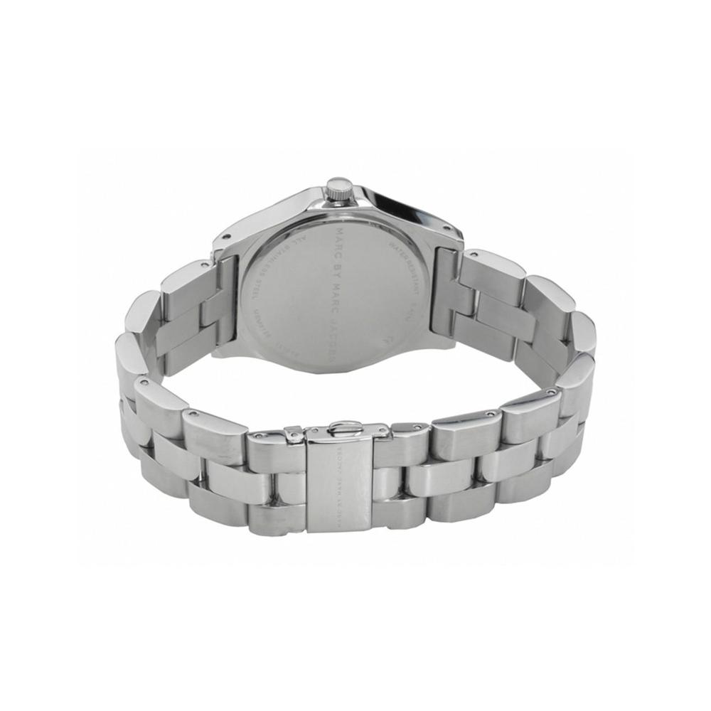 Silver stainless steel caseback of Marc by Marc Jacobs Blade women's watch
