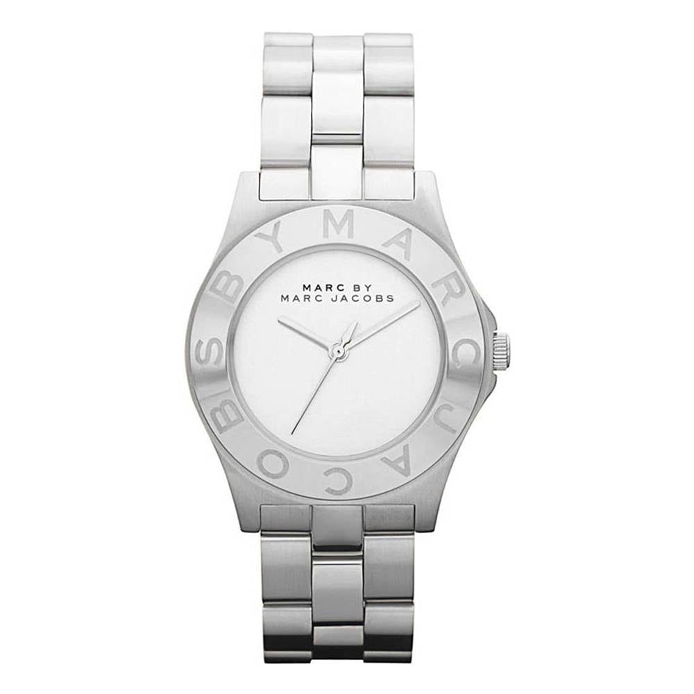 Marc by Marc Jacobs Blade 37mm women's watch with white dial and silver stainless steel bracelet