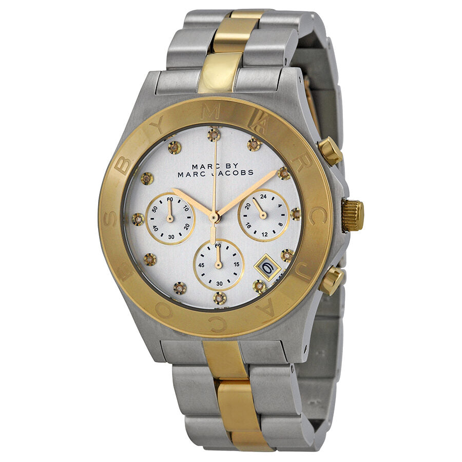 Marc by Marc Jacobs Chronograph Silver Dial Two-tone Ladies Watch MBM3177 - The Watches Men & CO