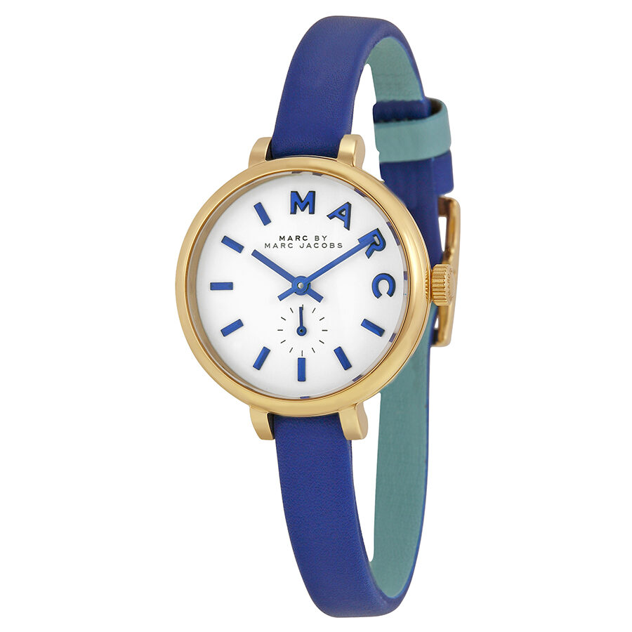 Marc by Marc Jacobs Sally white dial blue leather ladies watch with gold-tone case