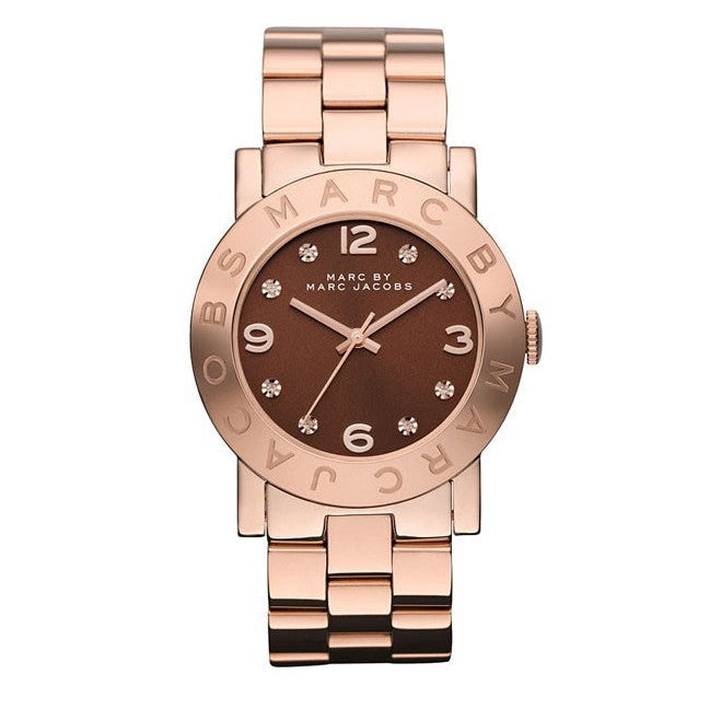 Marc By Marc Jacobs Amy MBM3167 rose gold watch with brown dial and crystal markers