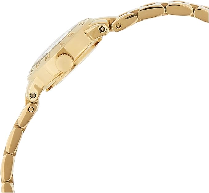 Gold-tone stainless steel three-link bracelet with fold-over clasp closure