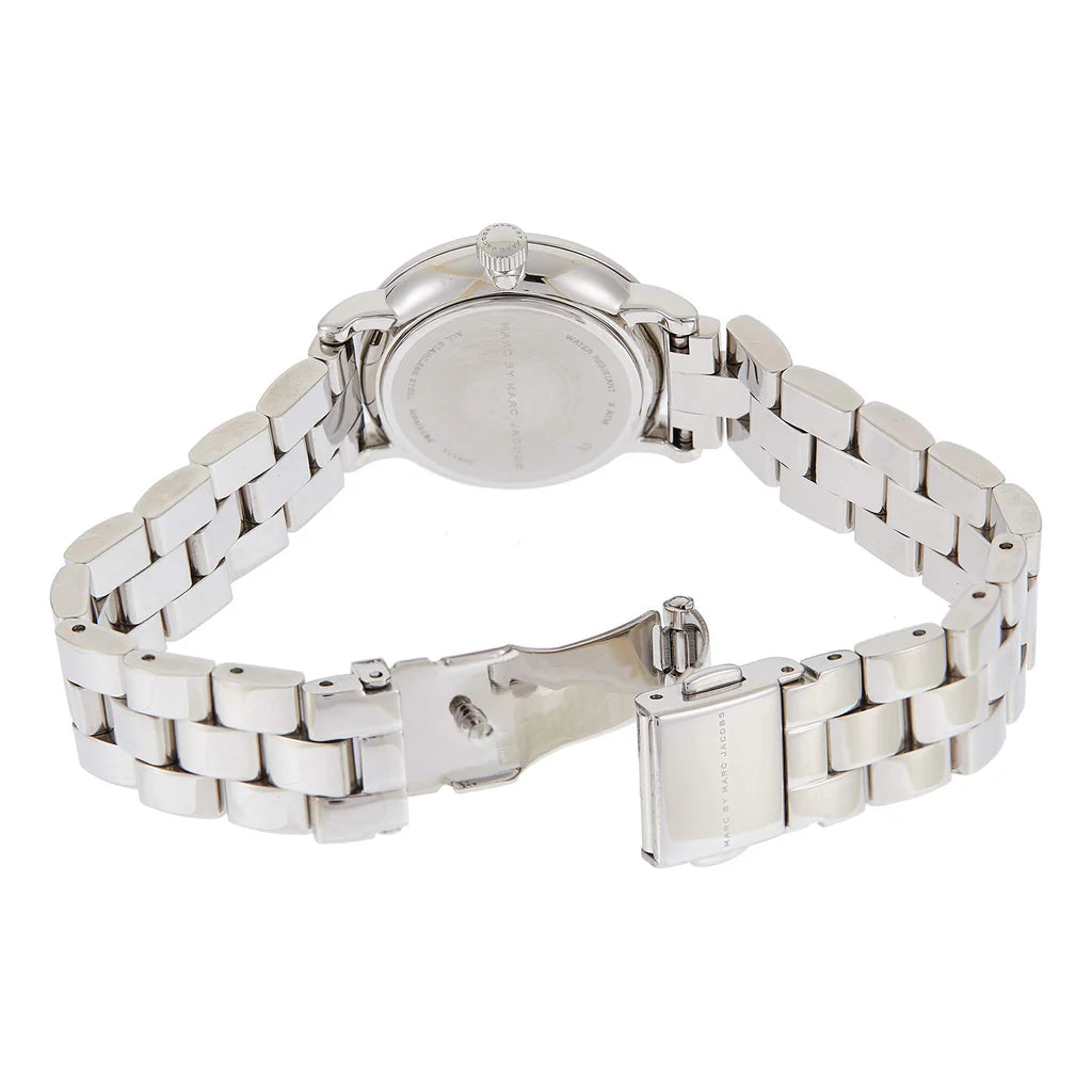 Marc By Marc Jacobs Baker watch caseback showing glass and mechanism