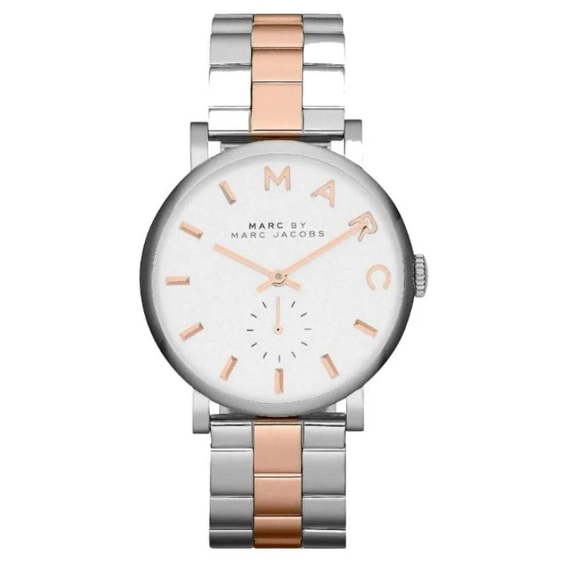 Marc by Marc Jacobs Baker MBM3312 two-tone stainless steel women's watch with white dial and gold markers