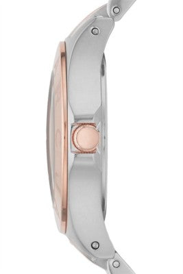 Marc by Marc Jacobs Blade MBM3129 side profile with rose gold bezel and two-tone case