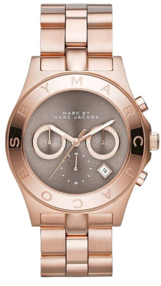 Marc by Marc Jacobs Blade rose gold chronograph watch with brown dial and rose gold bracelet