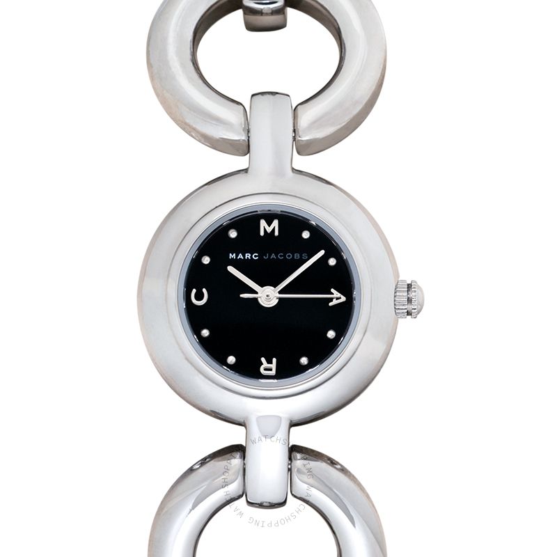 MBM3004 black dial with Marc Jacobs branding and hour markers, stainless steel case