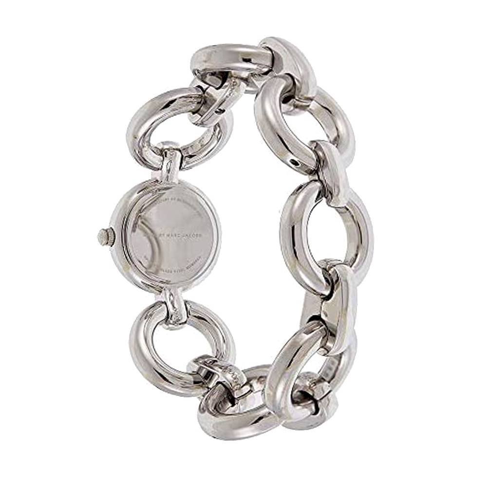 Marc by Marc Jacobs MBM3004 women's watch on wrist showing stainless steel chain band