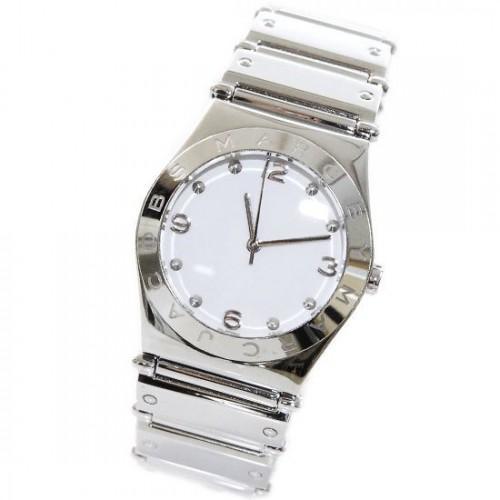 Marc by Marc Jacobs MBM8518 women's watch showcasing white dial and link bracelet design