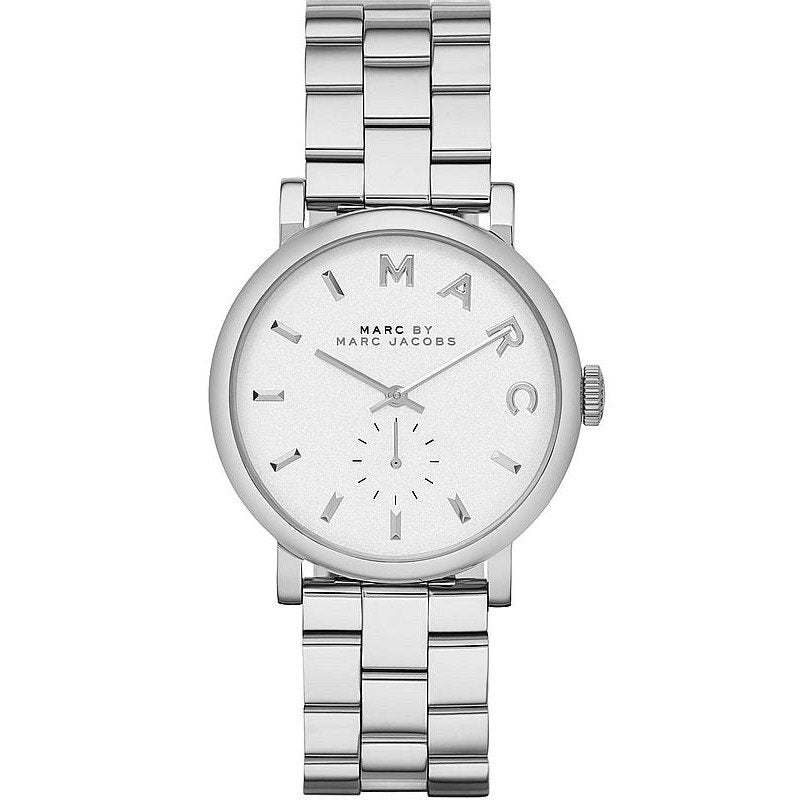 Marc Jacobs Baker white dial silver stainless steel watch with link bracelet