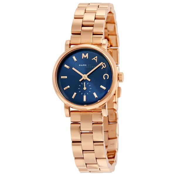 Marc by Marc Jacobs Baker MBM3332 navy dial rose gold-plated watch front view