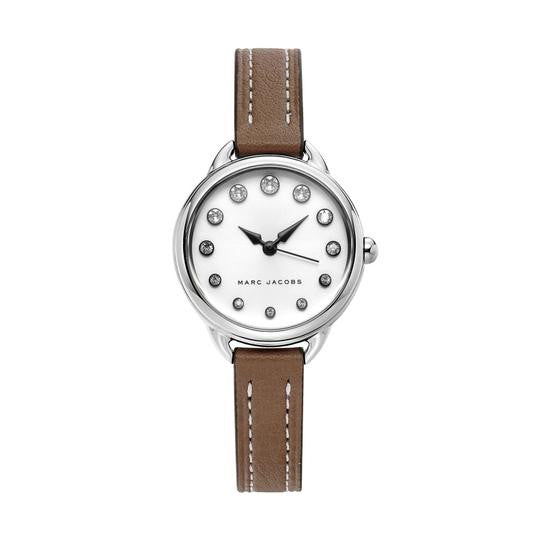 Marc Jacobs Betty MJ1480 watch front view showing crystal-studded dial