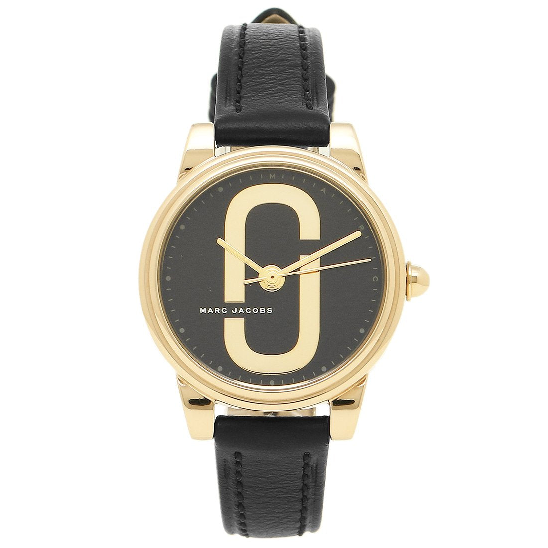 Marc Jacobs Corie women's watch with gold-tone case and black leather band