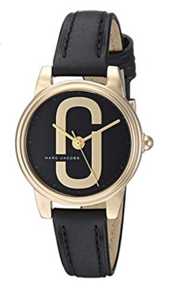 Three-quarter view of Marc Jacobs Corie MJ1580 watch showing strap and case