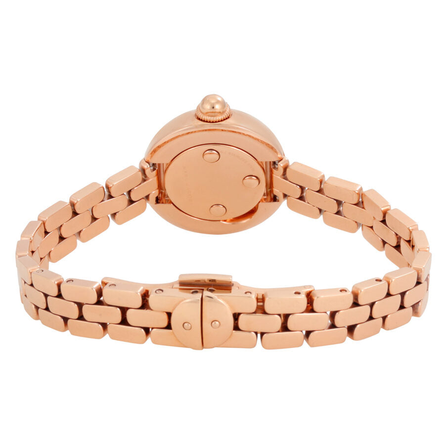 Marc Jacobs Courtney MJ3458 case back view showing rose gold case and bracelet clasp