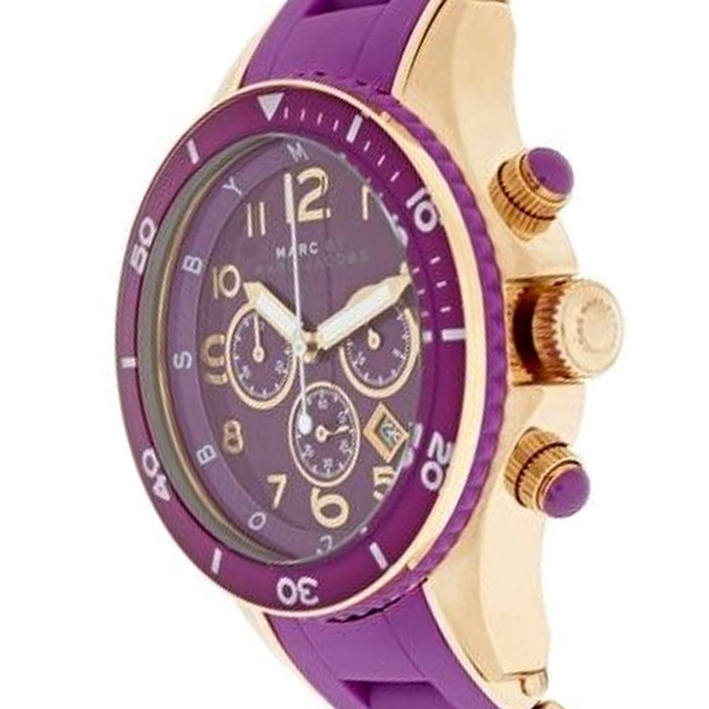 Marc Jacobs Rock chronograph dial detail with subdials and gold-tone case elements