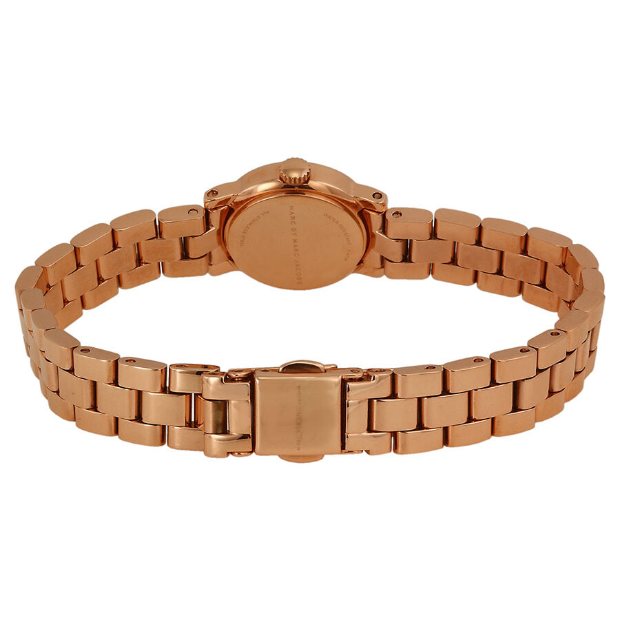 Caseback view of Amy Dinky rose gold ladies watch