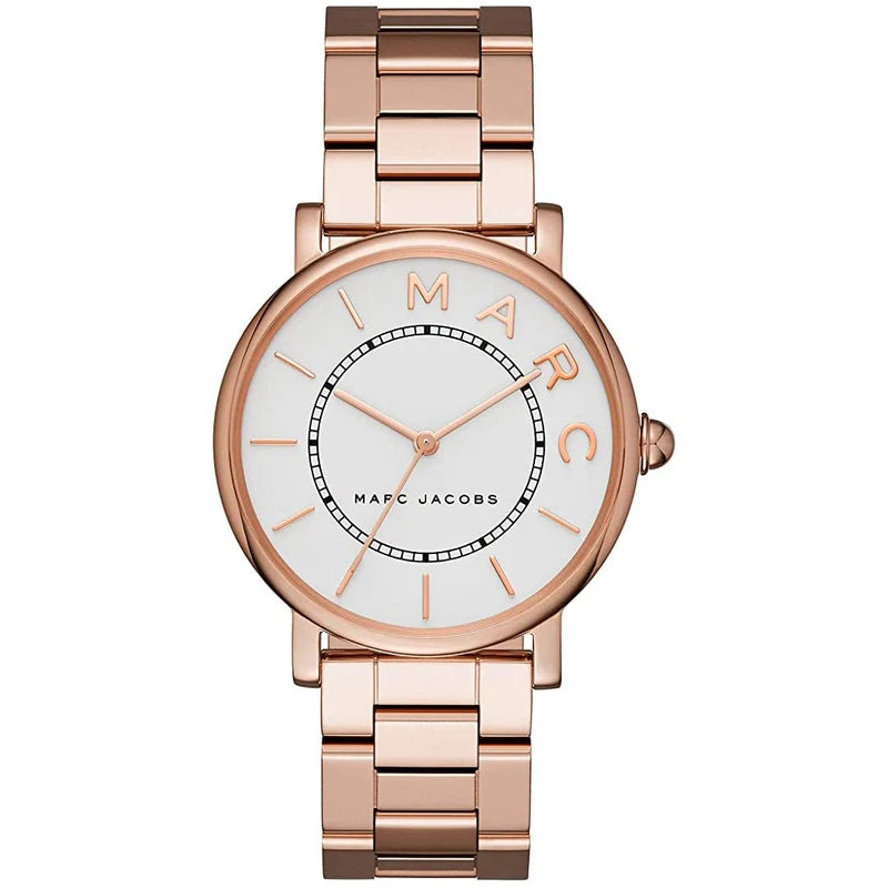 Marc Jacobs MJ3523 rose gold women's watch with silver dial and stainless steel strap