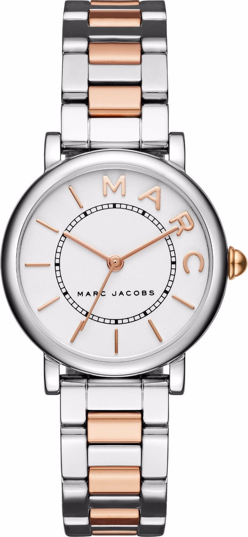 Marc Jacobs Roxy white dial watch with two-tone steel and rose gold strap