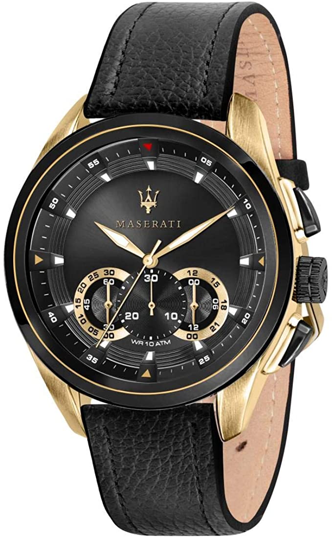 Maserati Black Leather Men's Watch  R8871612033 - The Watches Men & CO