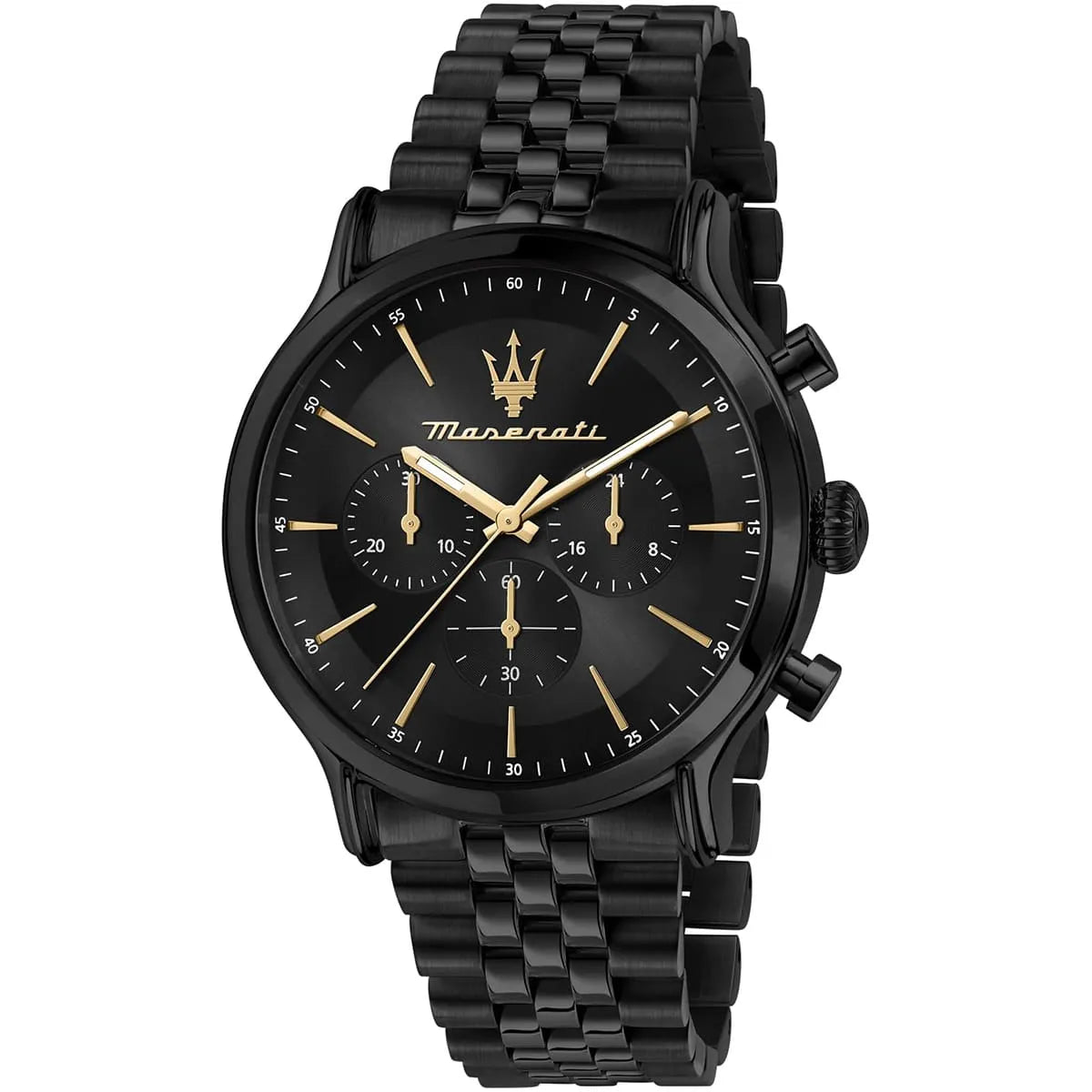Maserati Epoca chronograph quartz watch black dial gold accents