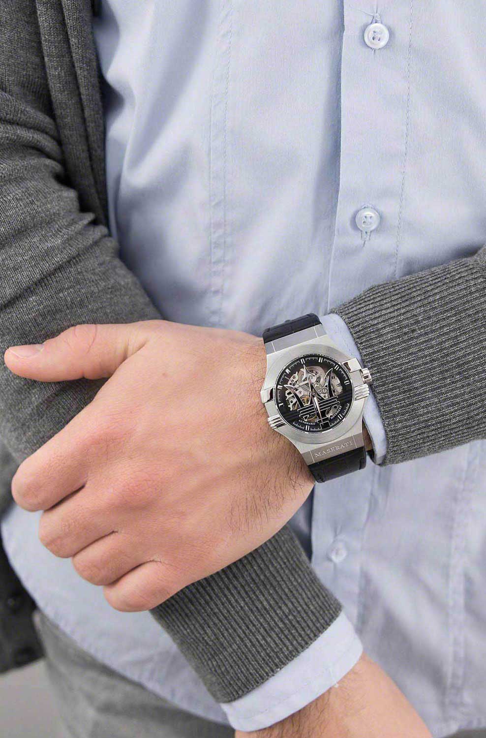 Maserati Potenza Automatic Black Skeleton Dial Men’s Watch R8821108038 - Watch