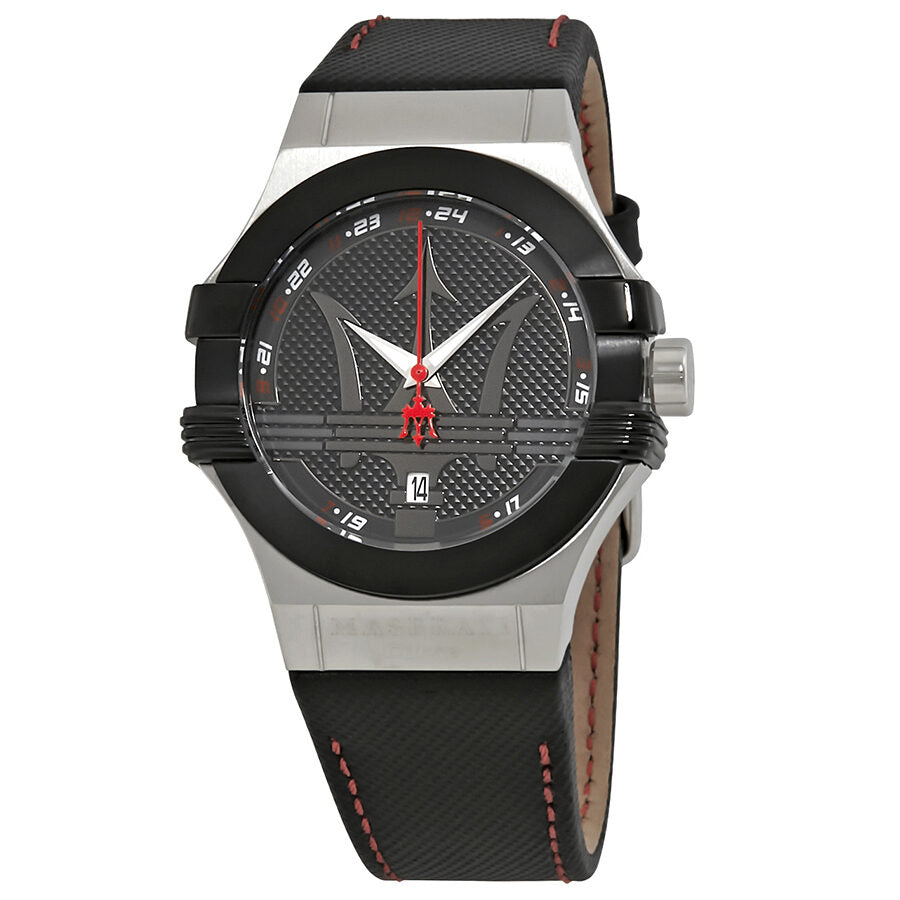 Maserati Potenza Black Dial Black Leather Men's Watch R8851108001 - The Watches Men & Co
