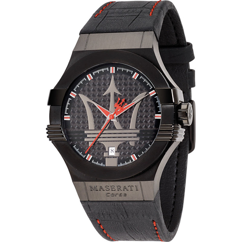 Maserati Potenza Black Dial Leather Strap Men's Watch R8851108010