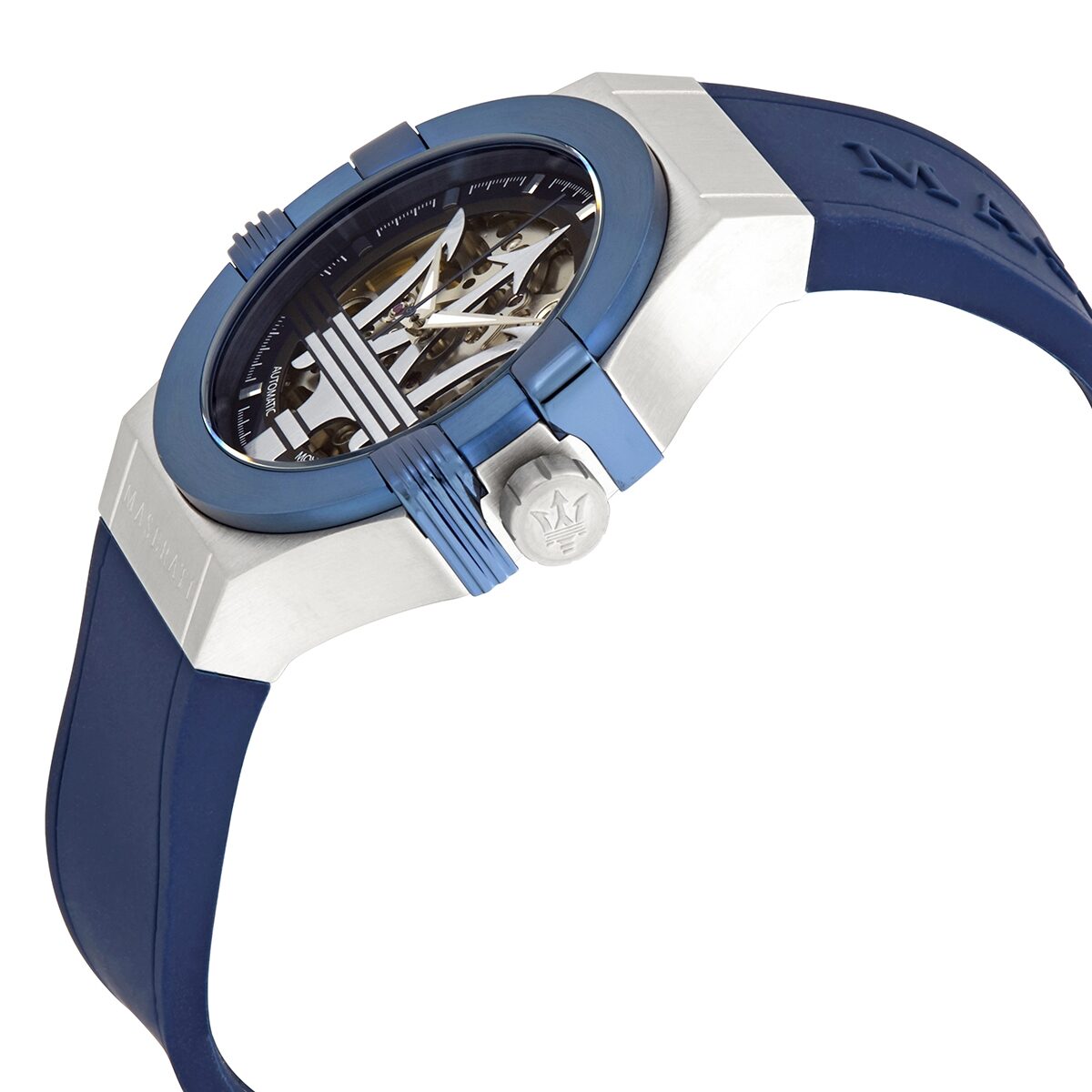 Maserati Potenza skeleton watch angled view showing dial and case profile