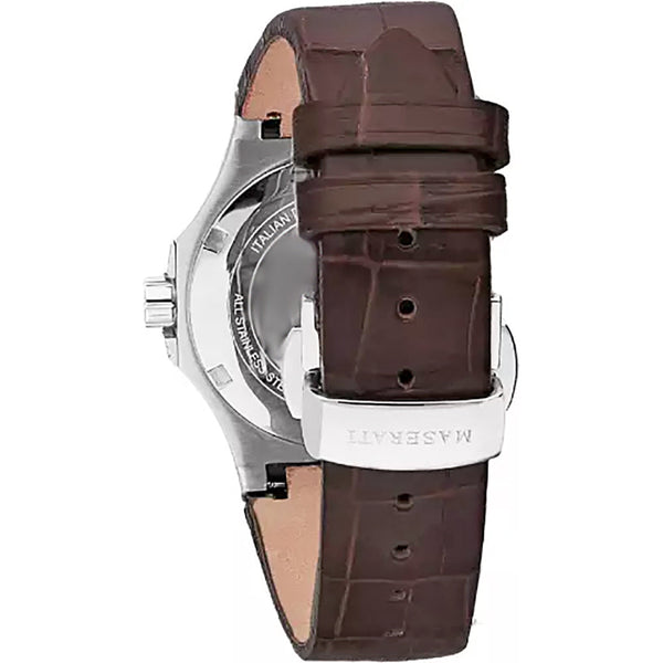 Maserati Potenza Silver Dial Brown Leather Ladies Watch R8851108506 - Watch