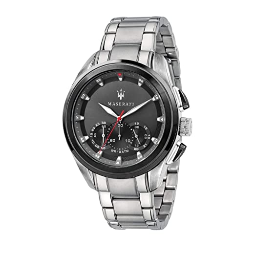 Maserati black dial chronograph men's watch with stainless steel bracelet