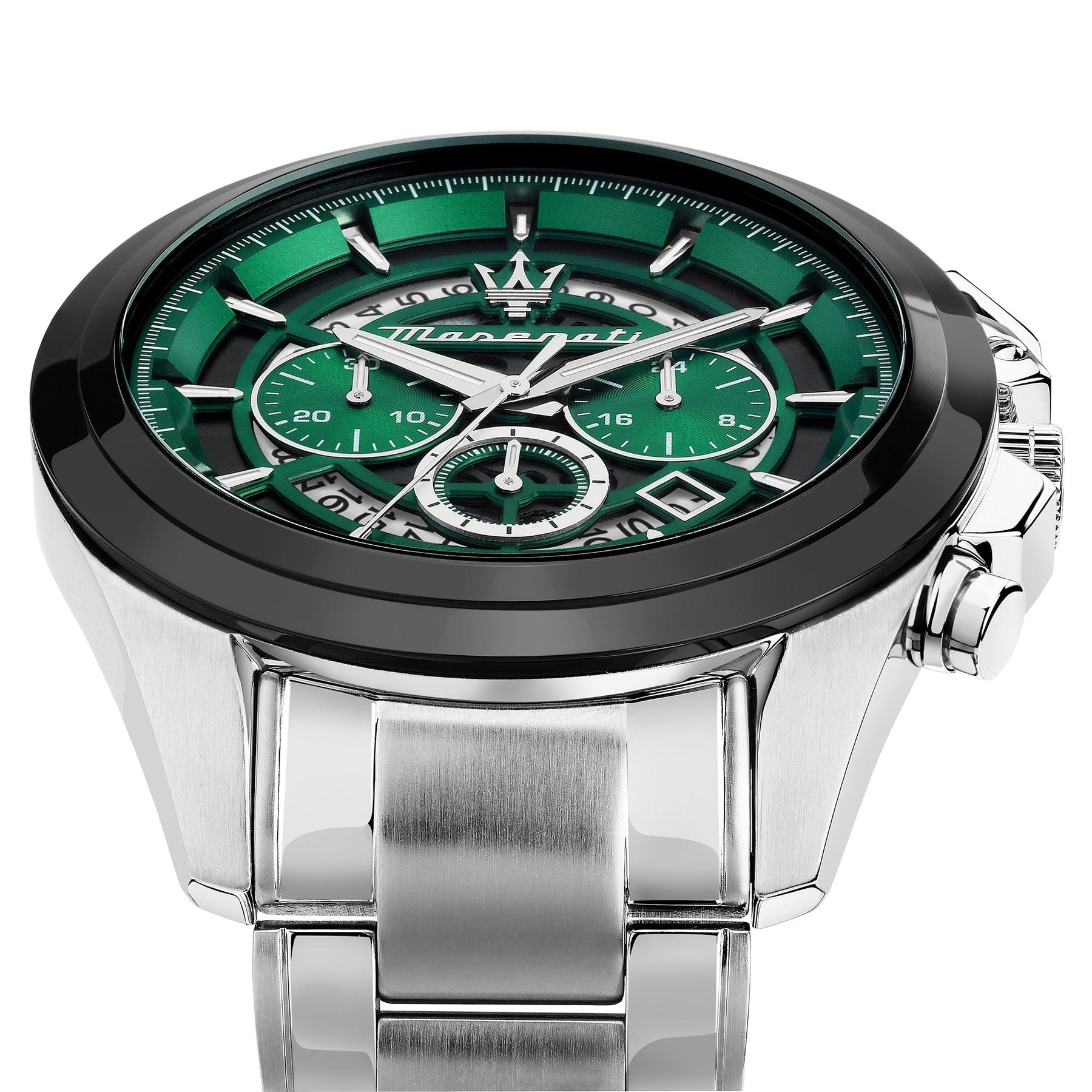 Maserati Traguardo Chronograph Green Dial Silver Stainless Steel Men’s Watch R8873612060