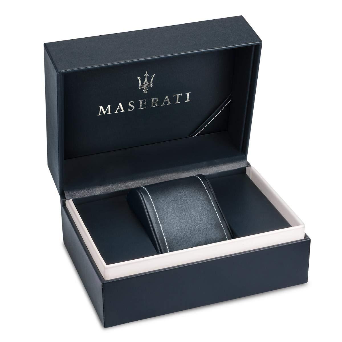 Maserati watch presentation box with Maserati logo and felt watch cushions