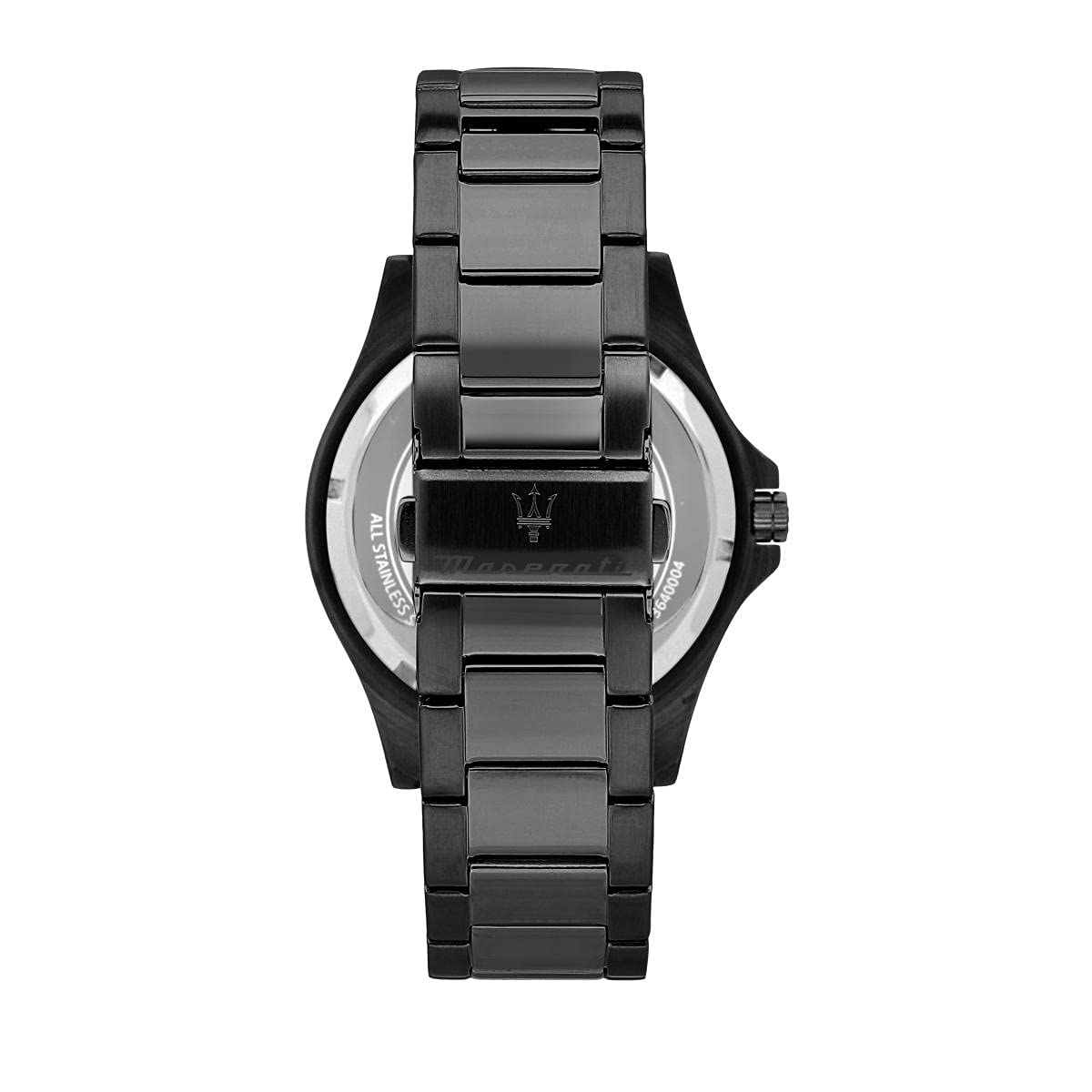 Maserati Sfida watch caseback showing transparent view of movement