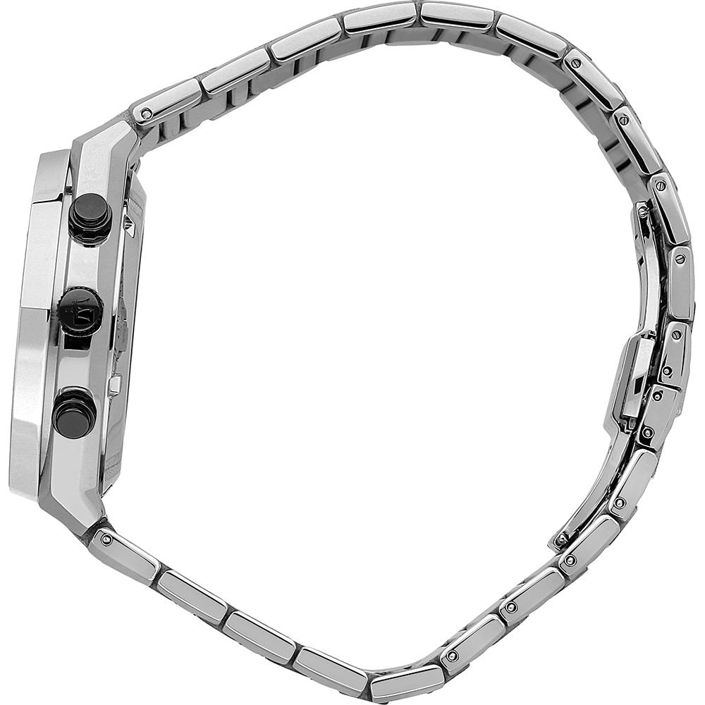 Side view of Maserati Stile chronograph watch showing stainless steel case and bracelet profile