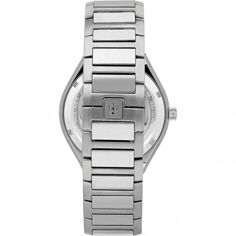Maserati Stile watch caseback with stainless steel bracelet strap