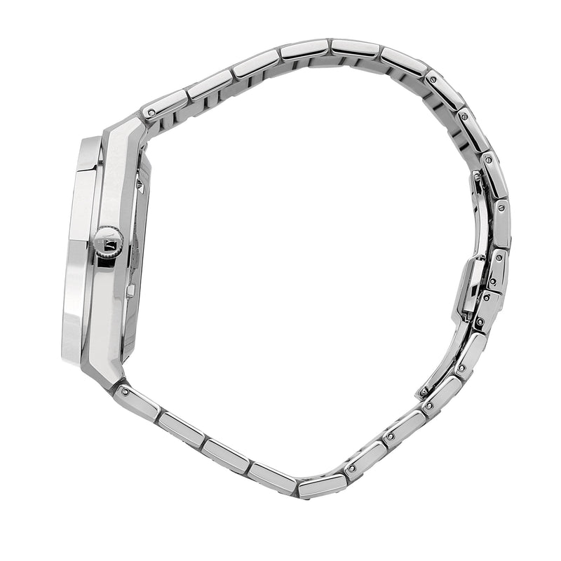 Side view of Maserati Stile watch showing stainless steel case and bracelet