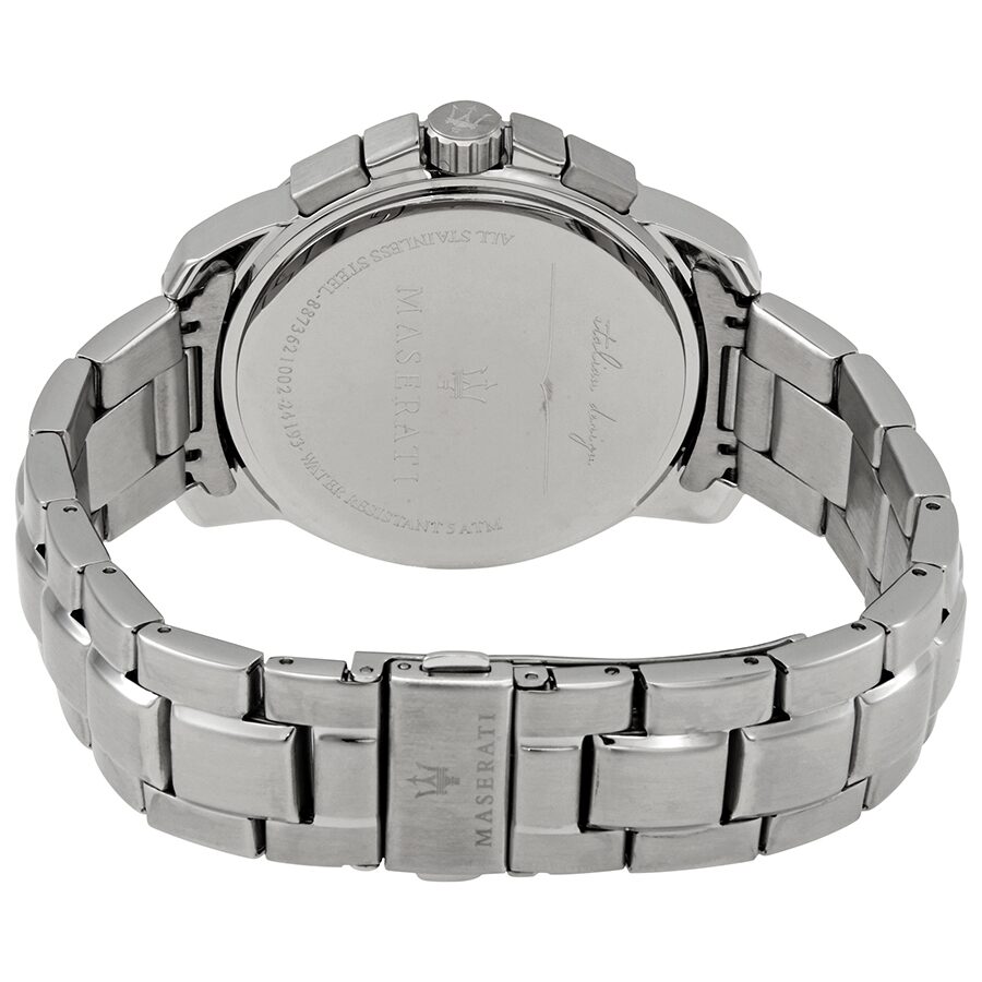 Maserati Successo watch caseback showing stainless steel with engraving