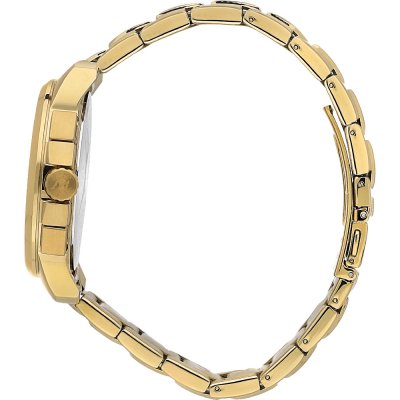 Side view of Maserati Successo watch showing gold-tone stainless steel bracelet